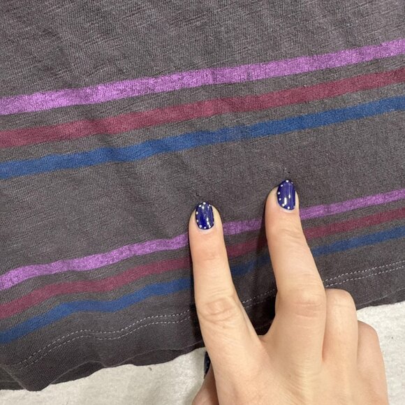 Evereve Tank Top Womens XL Gray Stripe Sleeveless Shirt 100% Cotton Casual - Picture 6 of 8